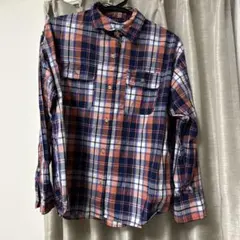 Sonny Label チェック柄 長袖シャツ ネイビー/オレンジ