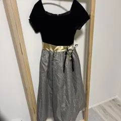 フォーマルドレス 黒と白のギンガムチェック