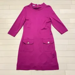 【お値下げ】LAURA ASHLEY■赤紫■七分袖ワンピース■UK12■M