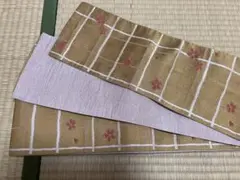 リバーシブル半幅帯　ゴールド　桜柄