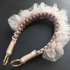 ハンドストラップ　パラコード　くすみピンク×シャンパンゴールド