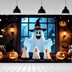 ❶ハロウィン背景布 インテリア　お化けゴースト 撮影用フォトブース