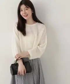 【美品】プロポーションボディドレッシング＊透かし編みショートニット