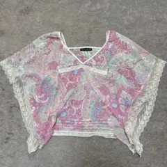 LABORATORY WORK シフォンブラウス ペイズリー レース シアー M