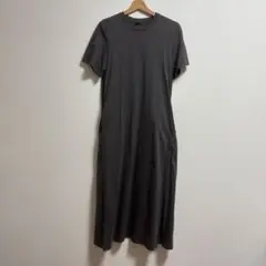 ダークグレー 半袖カットソーワンピース