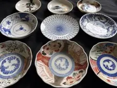 h*g様 【アソート】 有田焼 伊万里 九谷焼 錦手 色絵 染付 皿 9客 管理