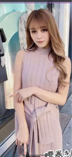 rady リブ ロングワンピース 前縛り ベージュ