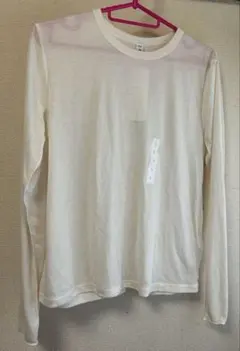 【未使用】GU ソフトシアークルーネックT （長袖）L タグ付き　ナチュラル