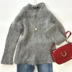 【ユナイテッドアローズ】 モヘア混 ニット グレー 長袖 Ｍふわふわ