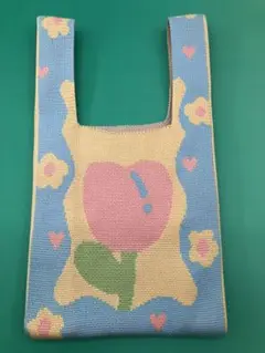 花とハートのデザイン エコバッグd