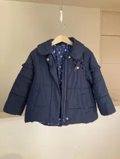 ネイビー フリル付き中綿コート 110cm