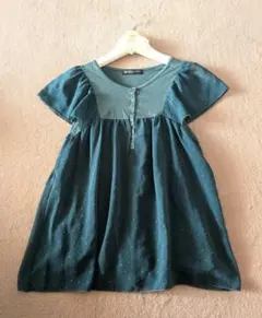 ユナイテッドアローズ フロッキードット フレアブラウス ダークグリーン F