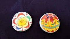 陶器製箸置き 花と手毬模様　２個セット