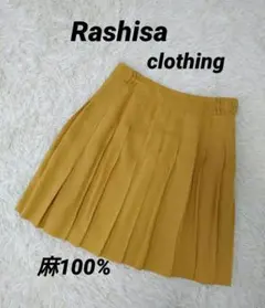 Rashisa clothing 麻100% ひざ丈プリーツスカートのサムネイル