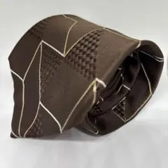 【美品】VALENTINO GARAVANI ブラウンネクタイ 幾何学模様