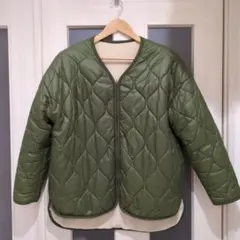 オリーブグリーン リバーシブルキルティングジャケット