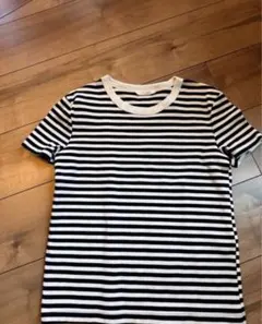 ZARA 白と黒のストライプ 半袖Tシャツ ボーダートップス