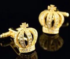 カフスボタン カフリンクス カフス ゴールドクラウンジュエル フォーマル 017