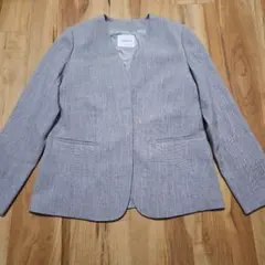 値下げ美品THE SHOP TK グレーノーカラージャケット