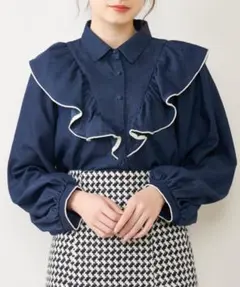 OLIVE des OLIVE オリーブデオリーブ　パイピングフリルブラウスのサムネイル