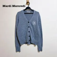 Mardi Mercredi フラワー刺繍 カーディガン グレー 綿