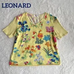 LEONARD レオナール 半袖 サマーニット 花柄 総柄 M イエロー 日本製のサムネイル