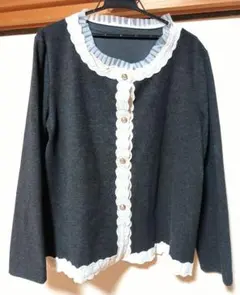 ★お値下げしました★上品★ダークグレー レース付き長袖カーディガン★パーティー★
