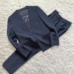 グリーンレーベルリラクシング　ノーカラー　スーツ　セットアップ　ネイビー　36