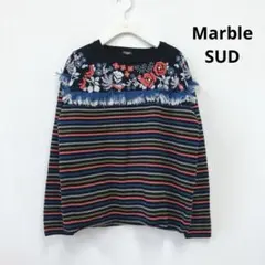 良品✨marble SUD 花柄刺繍 フリンジ 長袖ニットのサムネイル