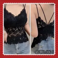 ブラック 人気商品 再入荷!! トップス キャミソール 総レース おしゃれ 新品