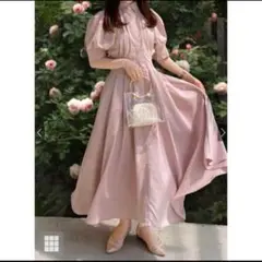 プリーツデザイン 半袖膝丈ワンピース　商品番号475