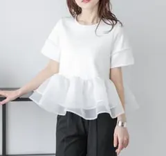 yuuukiさま専用　シアーフリル ティアード ペプラム ドッキングトップス