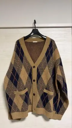 GU アーガイル柄 カーディガン ベージュ・ネイビー