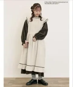 サマンサモスモス　今季完売　配色エプロンワンピース　ベージュ