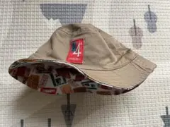 ベージュ バケットハット 裏地カラフル