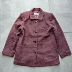 Bonmame バーガンディ カジュアルジャケット 丸襟