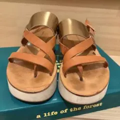 レザー　ブラウン　厚底サンダル