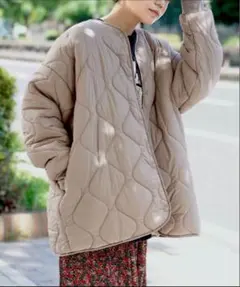 【新品】イーザッカマニア　ライトベージュ キルティングジャケット