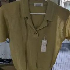ROOSTER ベージュ ニットポロシャツ 半袖