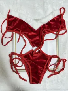 ♡額縁サンタコス エロかわ クリスマス 赤 サンタコスセット Tバック♡