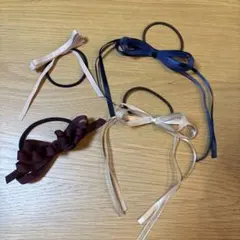 髪飾り リボン4点セット　ヘアアクセサリー　ベージュ　ネイビー　ピンク　ボルドー