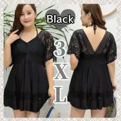 [Brand New] 3XL Plus Size Black Lace Swimsuit - Body-Shaping Swimsuit for Women