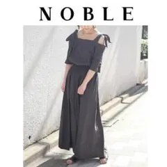 Noble Ry/麻 ポプリンショルダーリボンワンピース 38 チャコールリネンのサムネイル