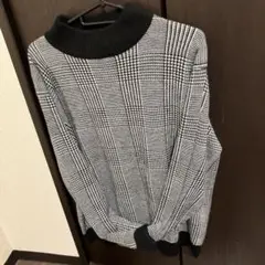 グレンチェック クルーネックニット ブラック×グレー XL GU ジーユーのサムネイル
