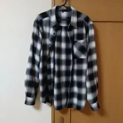 ワークマン　フランネルチェックシャツ　黒×白　L