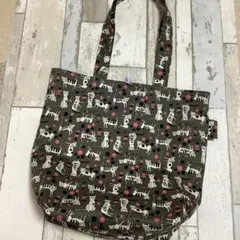 猫と水玉模様のトートバッグ　エコバッグ　ハンドメイド