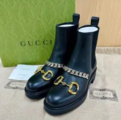 未使用☆GUCCI 　グッチ　サイドゴアブーツ ホースビット チェーン