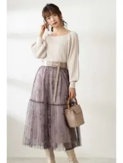 【プロポーションボディドレッシング】フラワーチュールスカート モカブラウン S