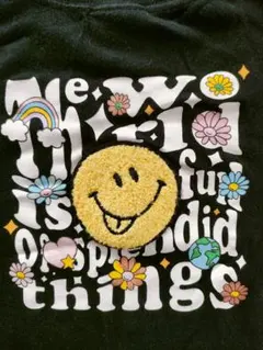 SMILEY FACE 半袖Tシャツ ブラック100