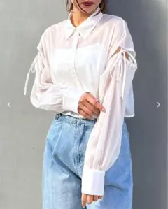 INGNI　肩スリット リボンシアーシャツ